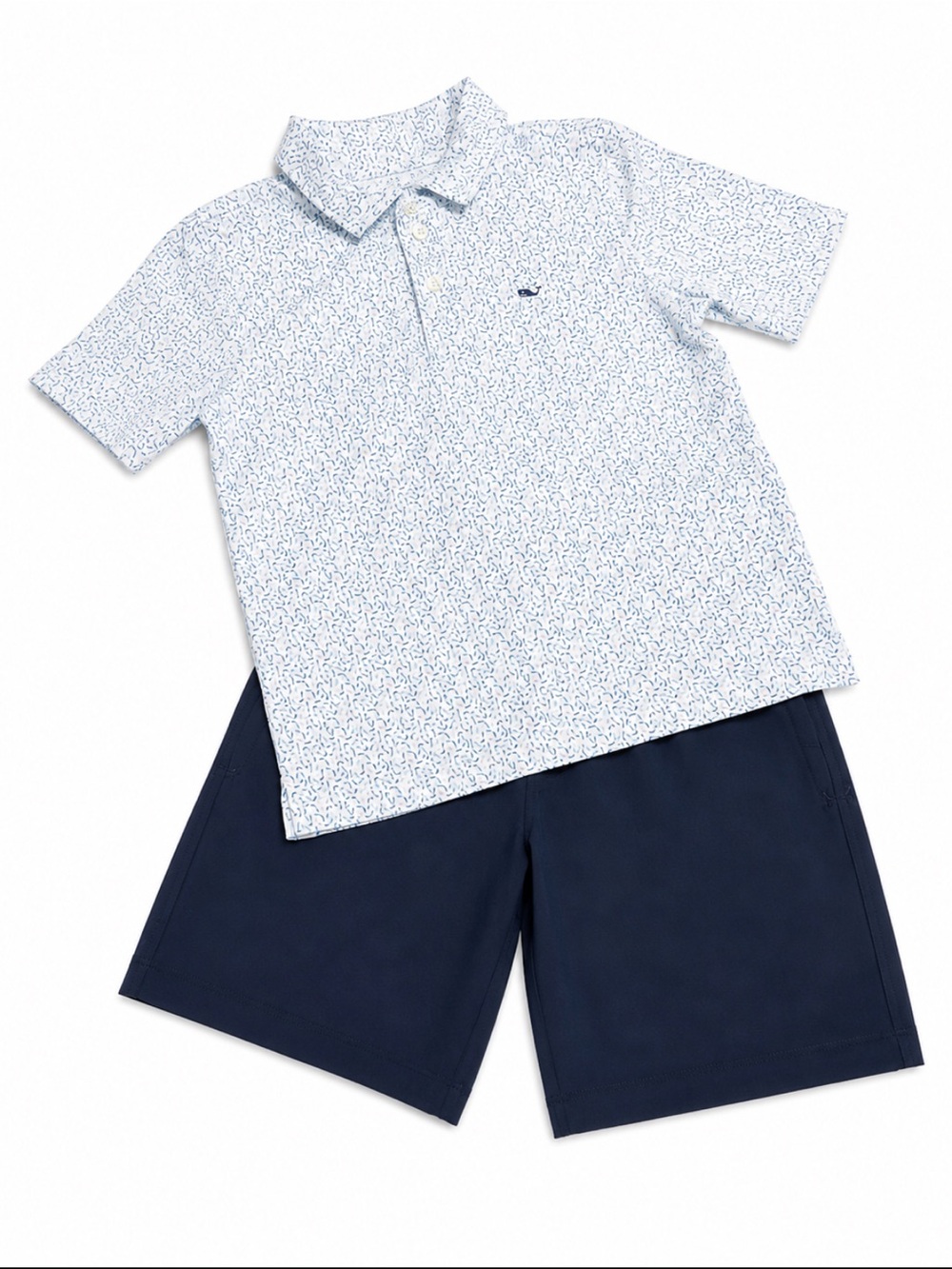 Boys Blue Pattern Vineyard Vines polo & Navy Shorts under armour
